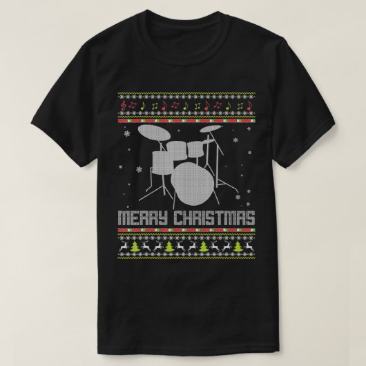 Frohe Weihnachts Drummer Ugly Sweater Musician Xma T-Shirt (Design vorne)