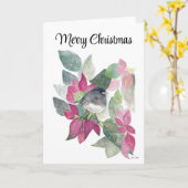 Frohe Weihnachts-Dunkle Mit Augen Junco Bird-Urlau Karte (Gelbe Blume)
