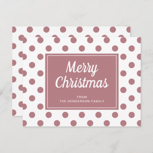Frohe Weihnachts Dusty Rose Pink Polka Staub Postkarte (Vorne/Hinten)
