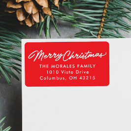 Frohe Weihnachts einfache Drehbuch Rote Rücksendea Adressaufkleber
