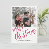 Frohe Weihnachts einfache Skript-Foto Feiertagskarte (Stehend Vorderseite)