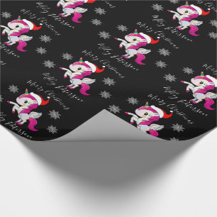 Frohe Weihnachts-Einhorn & Schneeflocken personali Geschenkpapier