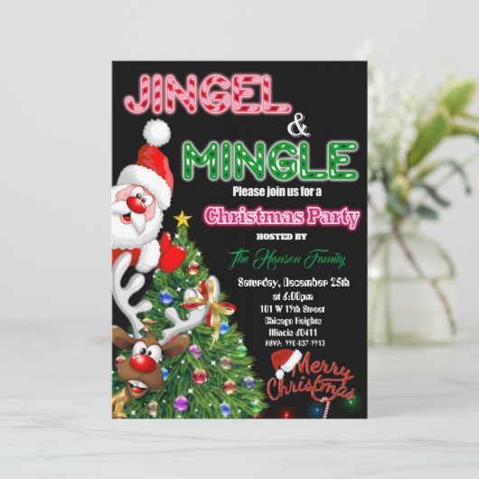 Frohe Weihnachts-Einladung, Jingle & Mingle einlad Einladung (Stehend Vorderseite)