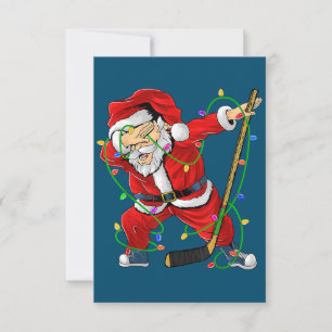Frohe Weihnachts-Eishockey Dabbing Weihnachtsmann Dankeskarte