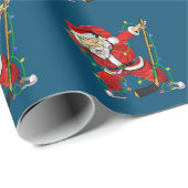 Frohe Weihnachts-Eishockey Dabbing Weihnachtsmann Geschenkpapier (Rolleneckpunkt)