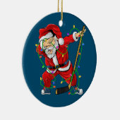 Frohe Weihnachts-Eishockey Dabbing Weihnachtsmann Keramik Ornament (Rechts)