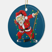 Frohe Weihnachts-Eishockey Dabbing Weihnachtsmann Keramik Ornament (Links)