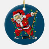 Frohe Weihnachts-Eishockey Dabbing Weihnachtsmann Keramik Ornament (Hinten)