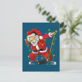 Frohe Weihnachts-Eishockey Dabbing Weihnachtsmann Postkarte (Stehend Vorderseite)