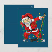 Frohe Weihnachts-Eishockey Dabbing Weihnachtsmann Postkarte (Vorne/Hinten)