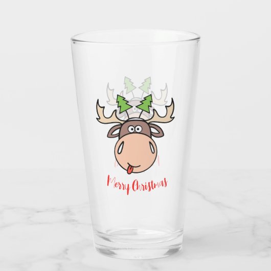 Frohe Weihnachts-Elch-Glas Glas (Rückseite)