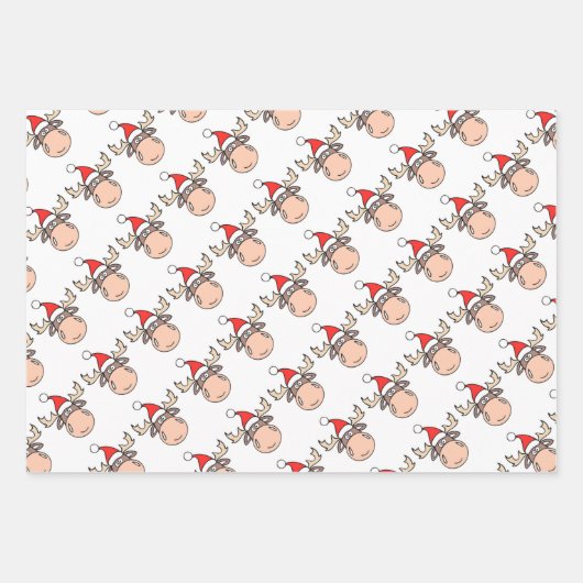 Frohe Weihnachts-Elch Wrapping Papier Blätter (Vorderseite 3)