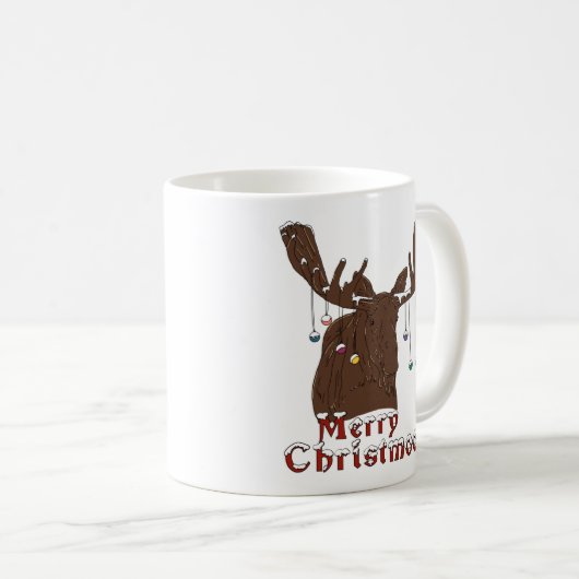 Frohe Weihnachts-Elche-Kaffee-Tasse Kaffeetasse (VorderseiteRechts)