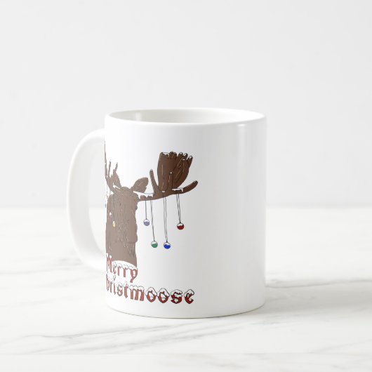 Frohe Weihnachts-Elche-Kaffee-Tasse Kaffeetasse (Vorderseite Links)