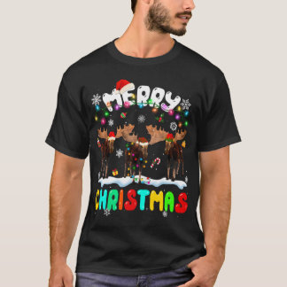 Frohe Weihnachts Elche Lover Weihnachtsmannmütze W T-Shirt