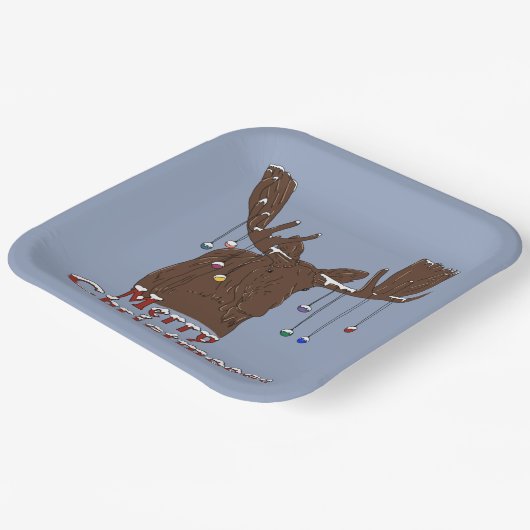 Frohe Weihnachts-Elche Papier Teller (Gewinkelt)