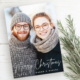 Frohe Weihnachts-elegante Drehbuch Rotes Foto Feiertagskarte