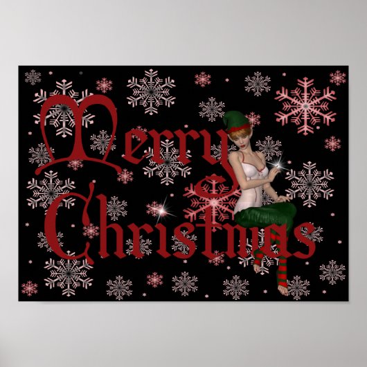 Frohe Weihnachts-Elf Design 1 - Feiertage Print Poster (Vorne)
