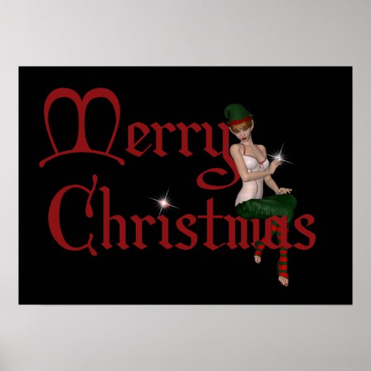 Frohe Weihnachts-Elf Design 1 - Feiertage Print Poster (Vorne)
