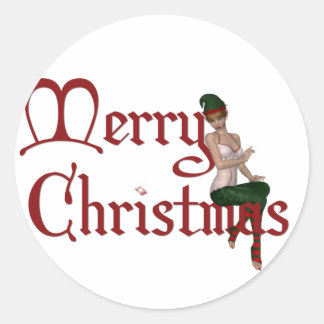 Frohe Weihnachts-Elf-Design 1 - Weihnachtsaufklebe Runder Aufkleber
