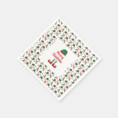 Frohe Weihnachts Elf Outfit Muster Red Green Serviette (Ecke)