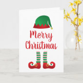 Frohe Weihnachts-Elf Outfit Red Green Karte (Gelbe Blume)