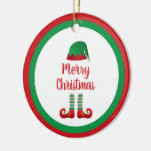 Frohe Weihnachts-Elf Outfit Red Typografy Keramik Ornament (Links)