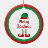Frohe Weihnachts-Elf Outfit Red Typografy Keramik Ornament (Hinten)