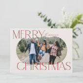 Frohe Weihnachts-Ellipse-Oval-Fotokarte Feiertagskarte (Stehend Vorderseite)