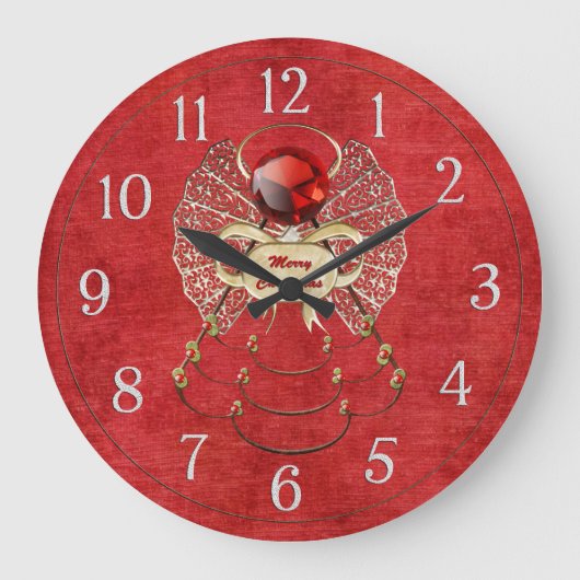 Frohe Weihnachts-Engel - Rot Große Wanduhr (Vorderseite)