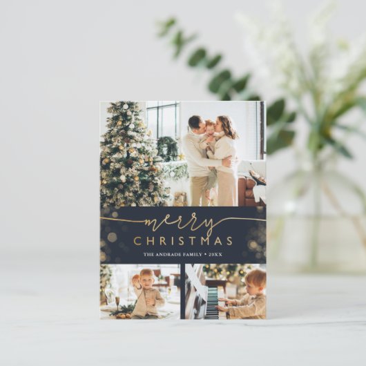 Frohe Weihnachts Familie Foto Collag Moderner Urla Postkarte (Stehend Vorderseite)