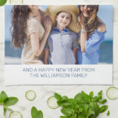 Frohe Weihnachts Familie Foto Küste Geschirrtuch (Gefaltet)