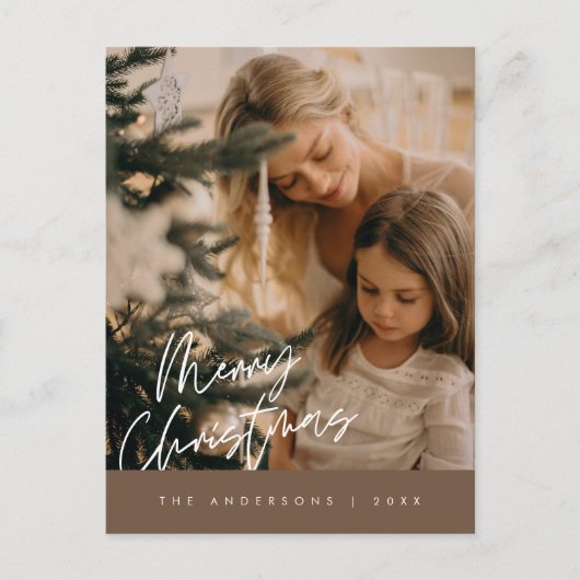 Frohe Weihnachts Familie Foto, Navy Blue Postkarte (Vorderseite)