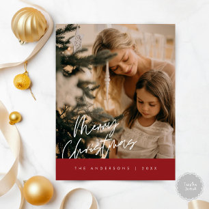 Frohe Weihnachts Familie Foto, Navy Blue Postkarte