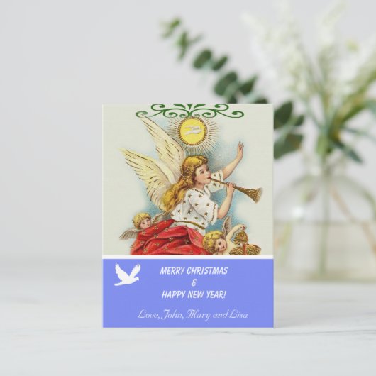 Frohe Weihnachts Familie Foto Postkarte (Stehend Vorderseite)