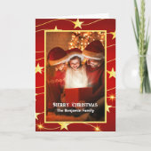 Frohe Weihnachts-Familie Foto Red Elegant Karte (Vorderseite)