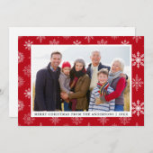 Frohe Weihnachts Familie Foto Snowflakes Rote Kart Einladung (Vorne/Hinten)