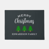 Frohe Weihnachts-Familiennamen Weihnachtsbäume Fußmatte (Vorderseite)
