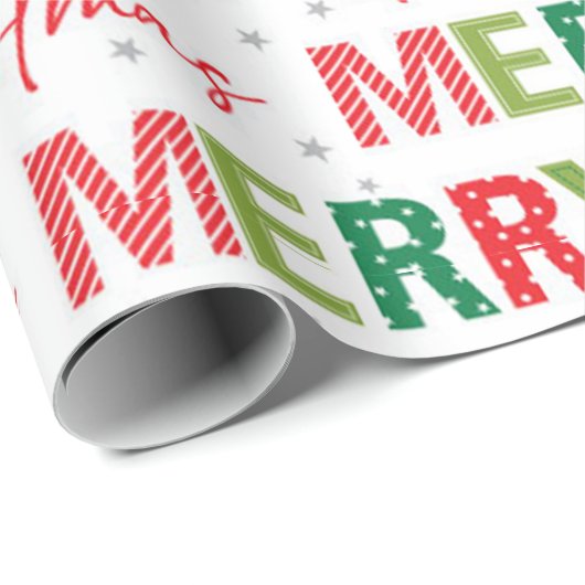 Frohe Weihnachts farbenfrohe Retro Typografie Must Geschenkpapier (Rolleneckpunkt)