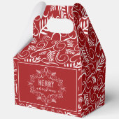 Frohe Weihnachts Feierliche Blätter Roter Vintager Geschenkschachtel (Vorderseite)