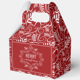 Frohe Weihnachts Feierliche Blätter Roter Vintager Geschenkschachtel