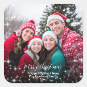 Frohe Weihnachts Feierliche Glitzern Foto Overlay Quadratischer Aufkleber (Vorderseite)