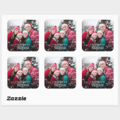 Frohe Weihnachts Feierliche Glitzern Foto Overlay Quadratischer Aufkleber (Blatt)