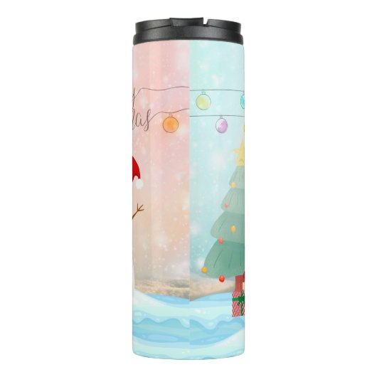 Frohe Weihnachts Feierliche Snowman Thermosbecher (Rückseite)