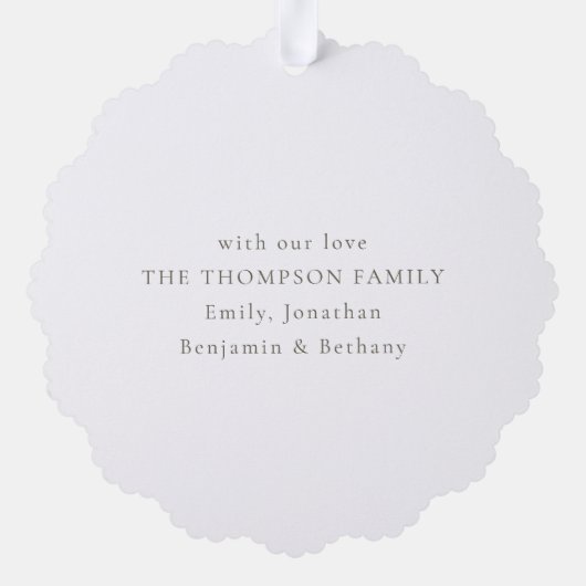 Frohe Weihnachts-Feierliche Tree-Sage-Script Ornament Karte (Rückseite)