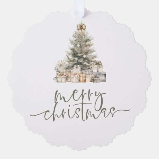 Frohe Weihnachts-Feierliche Tree-Sage-Script Ornament Karte (Vorderseite)