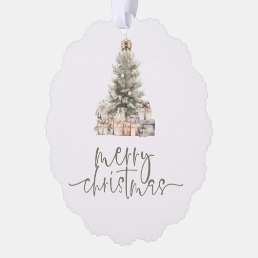 Frohe Weihnachts-Feierliche Tree-Sage-Script Ornament Karte (Links)