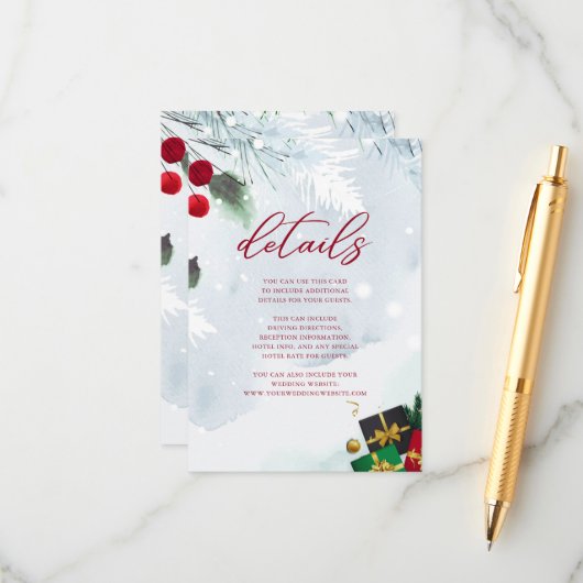 Frohe Weihnachts-Feiertag Gastdetails Begleitkarte (Vorderseite/Rückseite Beispiel)