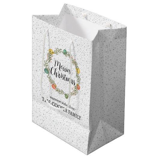 Frohe Weihnachts-Feiertag Weihnachtsfeiertag Gesch Mittlere Geschenktüte (Vorderseite Schrägansicht)