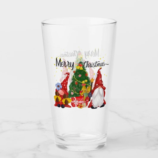 Frohe Weihnachts-Feiertage-Gnome Glas (Vorderseite)